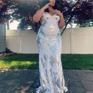 White and Silver Jovani gown size 14
